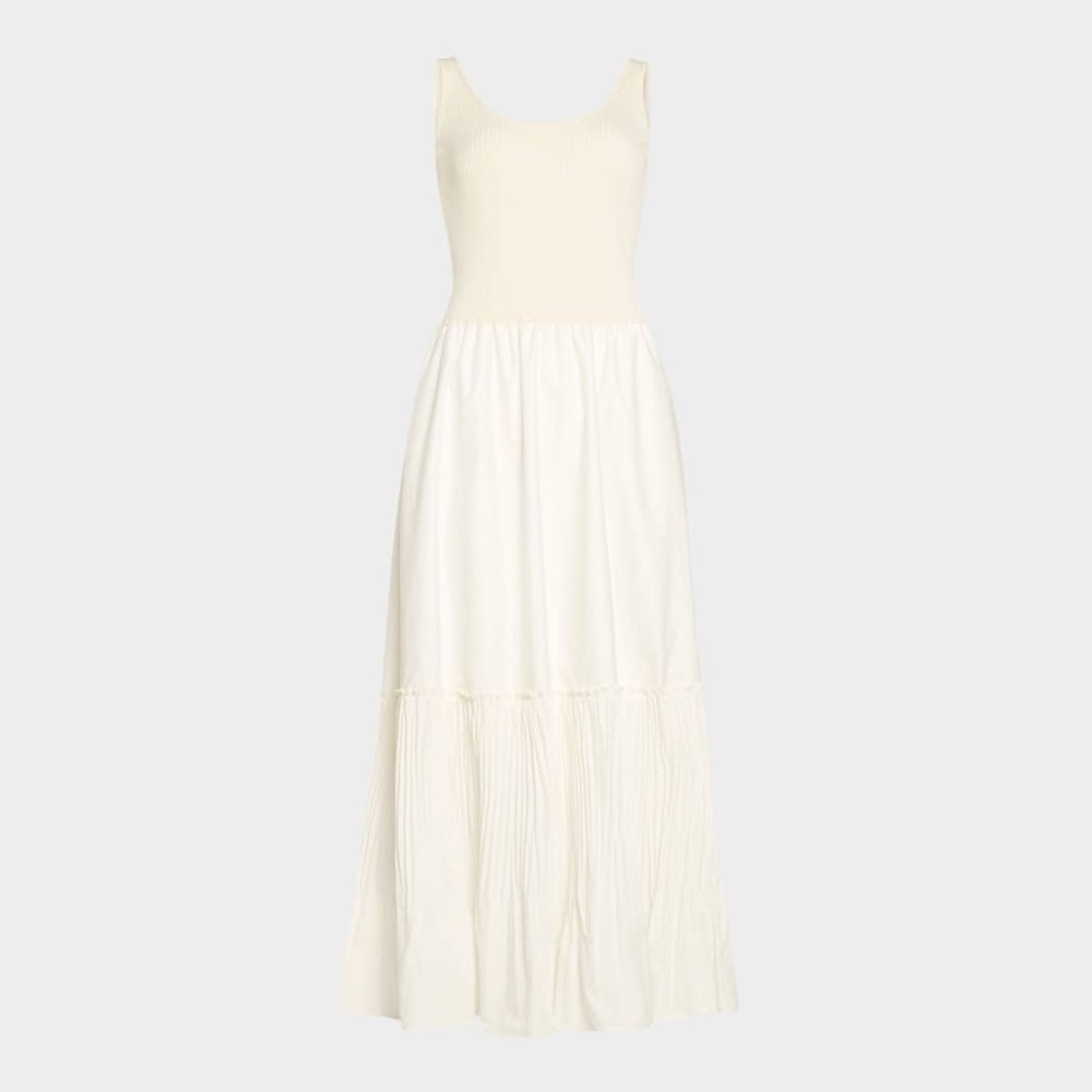 Ramy Brook Dawson Mixed-Media Maxi Dress in Ivory